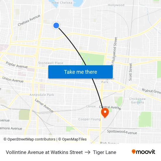 Vollintine Avenue at Watkins Street to Tiger Lane map
