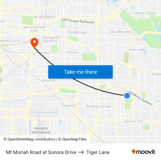 Mt Moriah Road at Sonora Drive to Tiger Lane map