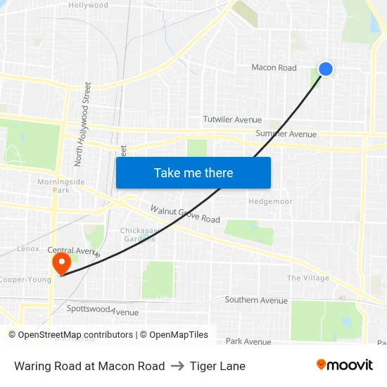 Waring Road at Macon Road to Tiger Lane map