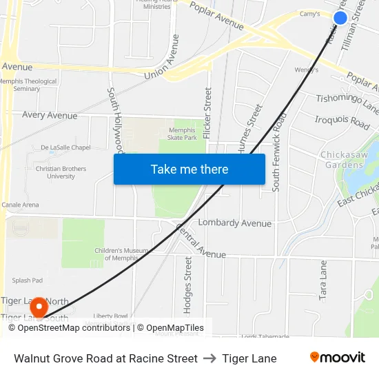 Walnut Grove Road at Racine Street to Tiger Lane map