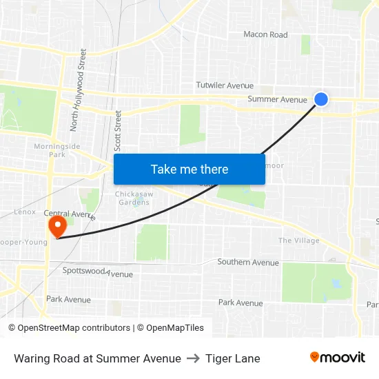 Waring Road at Summer Avenue to Tiger Lane map