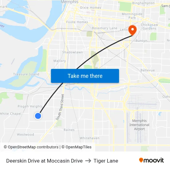 Deerskin Drive at Moccasin Drive to Tiger Lane map