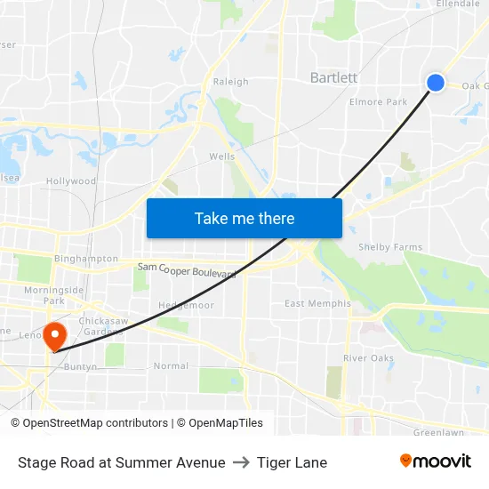 Stage Road at Summer Avenue to Tiger Lane map