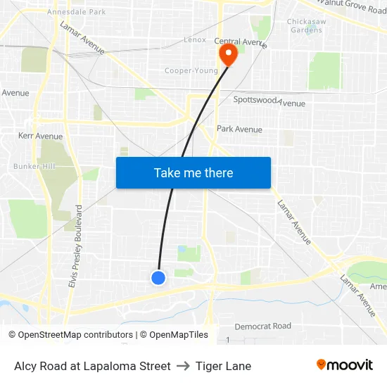 Alcy Road at Lapaloma Street to Tiger Lane map