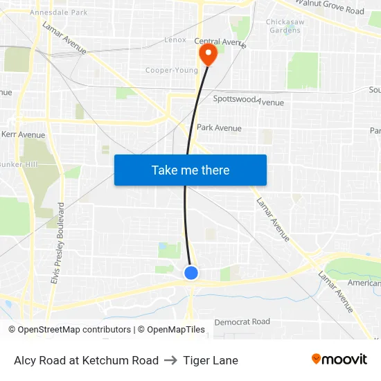 Alcy Road at Ketchum Road to Tiger Lane map
