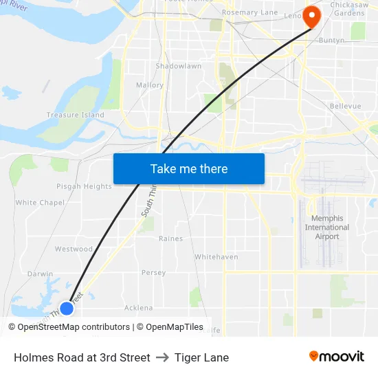 Holmes Road at 3rd Street to Tiger Lane map