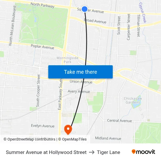 Summer Avenue  at Hollywood Street to Tiger Lane map