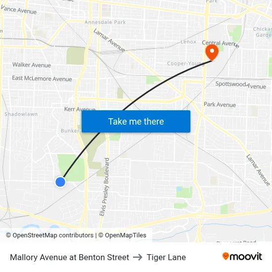 Mallory Avenue at Benton Street to Tiger Lane map