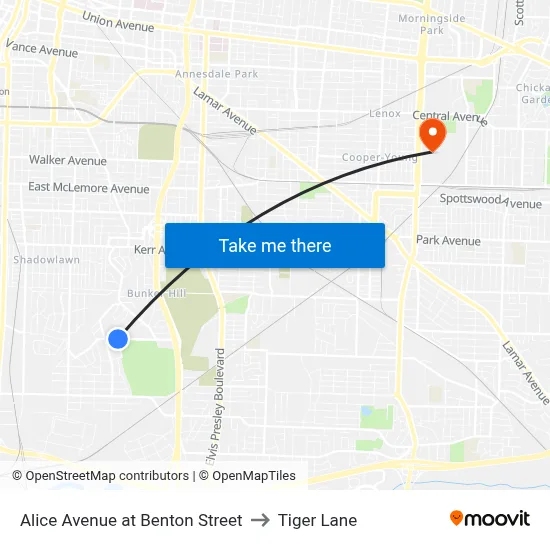 Alice Avenue at Benton Street to Tiger Lane map