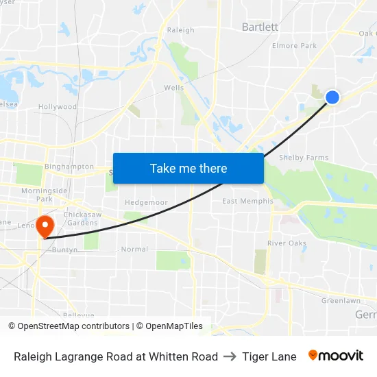 Raleigh Lagrange Road at Whitten Road to Tiger Lane map
