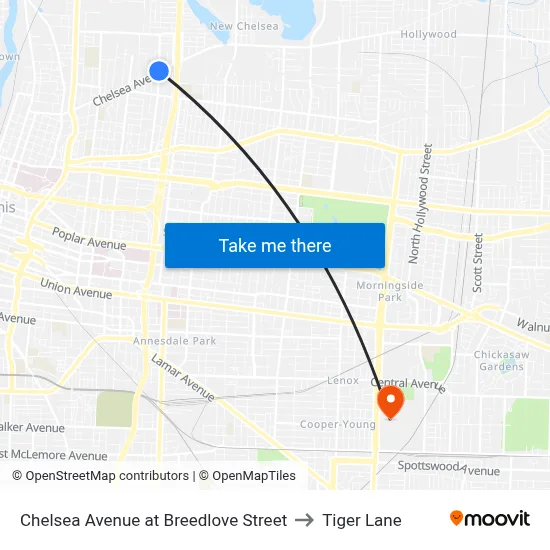 Chelsea Avenue at Breedlove Street to Tiger Lane map