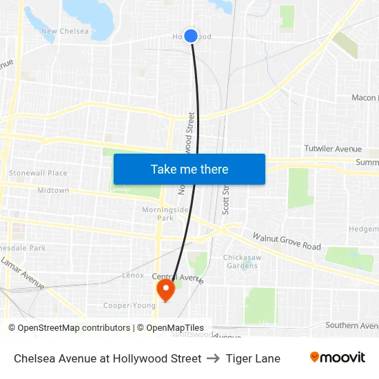 Chelsea Avenue at Hollywood Street to Tiger Lane map