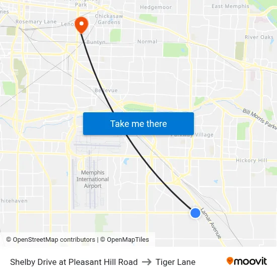 Shelby Drive at Pleasant Hill Road to Tiger Lane map