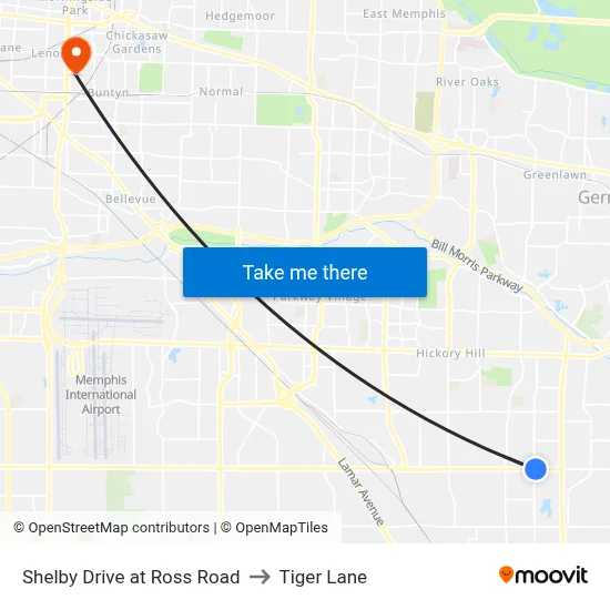 Shelby Drive at Ross Road to Tiger Lane map