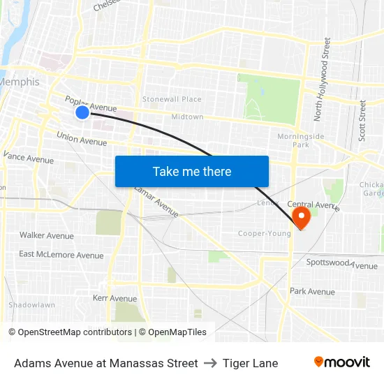 Adams Avenue at Manassas Street to Tiger Lane map