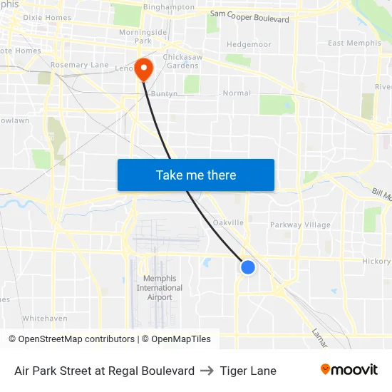 Air Park Street at Regal Boulevard to Tiger Lane map