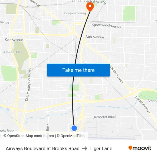 Airways Boulevard at Brooks Road to Tiger Lane map