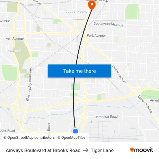 Airways Boulevard at Brooks Road to Tiger Lane map