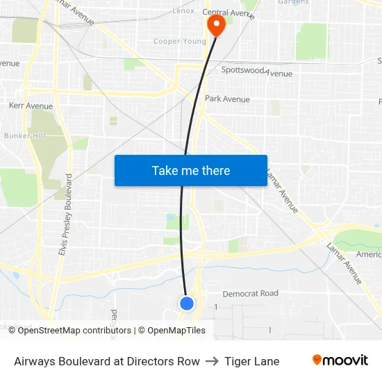 Airways Boulevard at Directors Row to Tiger Lane map