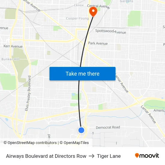Airways Boulevard at Directors Row to Tiger Lane map