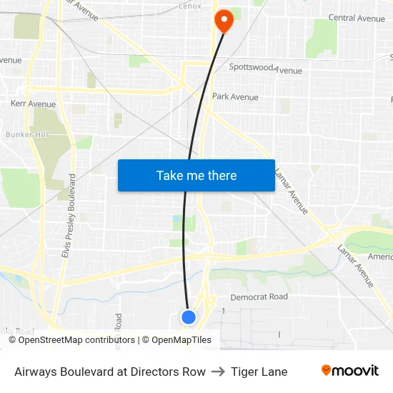 Airways Boulevard at Directors Row to Tiger Lane map