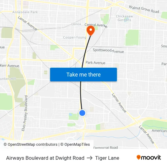 Airways Boulevard at Dwight Road to Tiger Lane map
