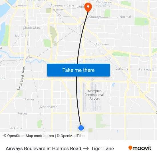 Airways Boulevard at Holmes Road to Tiger Lane map