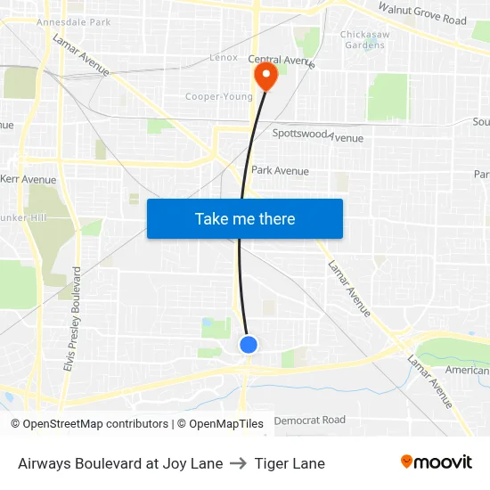 Airways Boulevard at Joy Lane to Tiger Lane map