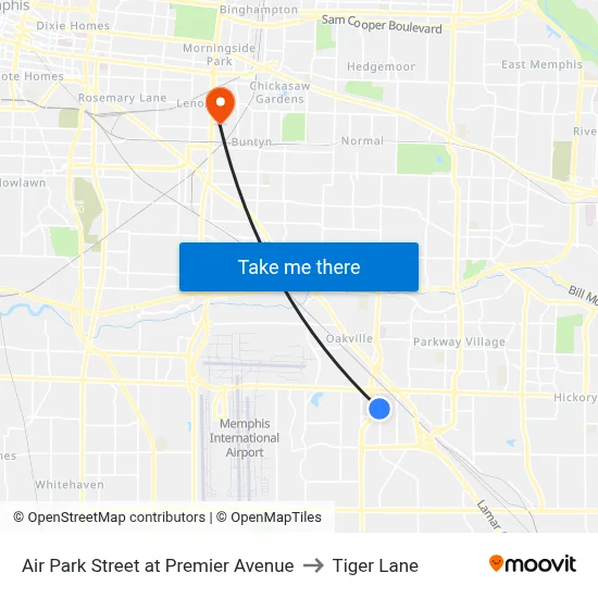 Air Park Street at Premier Avenue to Tiger Lane map