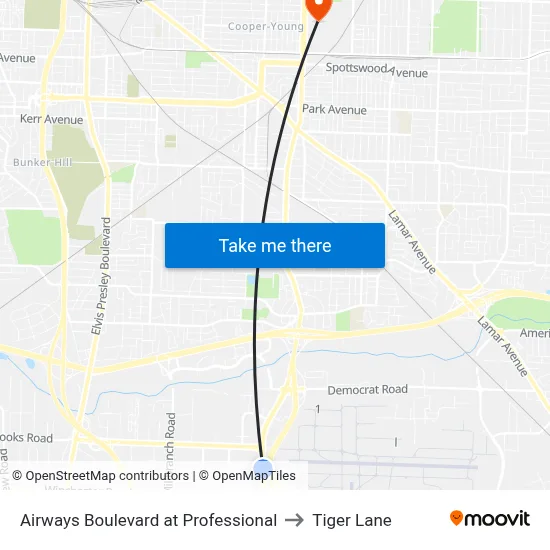 Airways Boulevard at Professional to Tiger Lane map