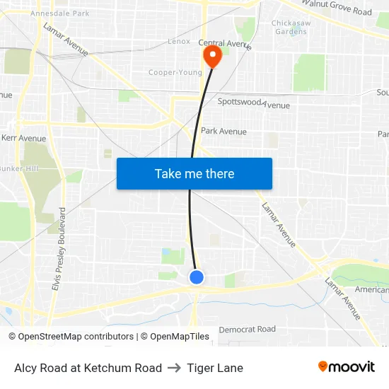 Alcy Road at Ketchum Road to Tiger Lane map