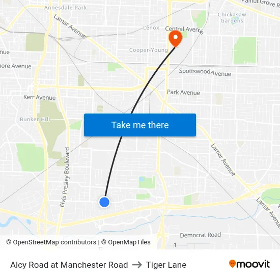 Alcy Road at Manchester Road to Tiger Lane map