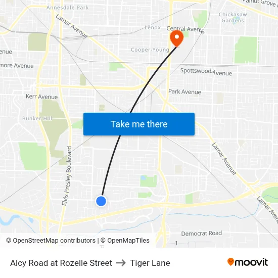 Alcy Road at Rozelle Street to Tiger Lane map