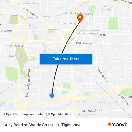 Alcy Road at Sherrie Street to Tiger Lane map