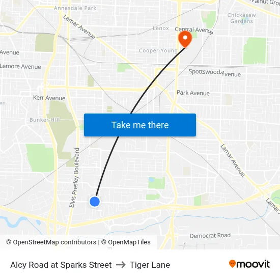 Alcy Road at Sparks Street to Tiger Lane map