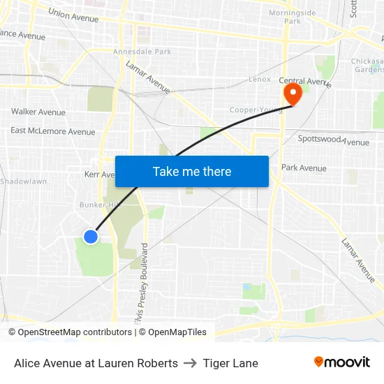 Alice Avenue at Lauren Roberts to Tiger Lane map