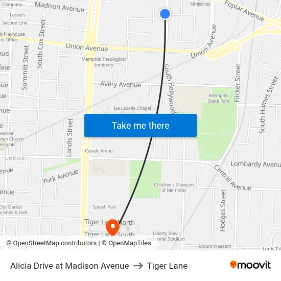 Alicia Drive at Madison Avenue to Tiger Lane map