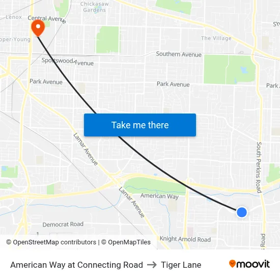 American Way at Connecting Road to Tiger Lane map