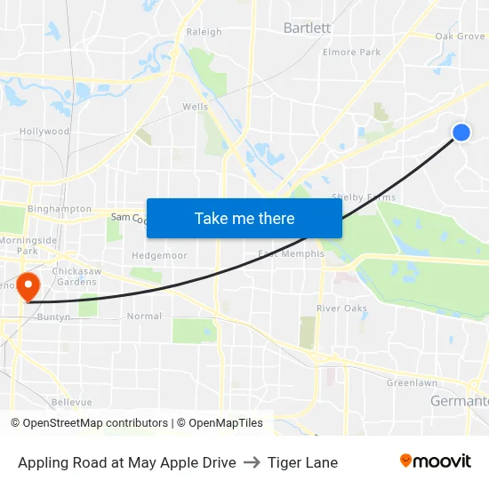 Appling Road at May Apple Drive to Tiger Lane map