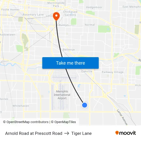Arnold Road at Prescott Road to Tiger Lane map