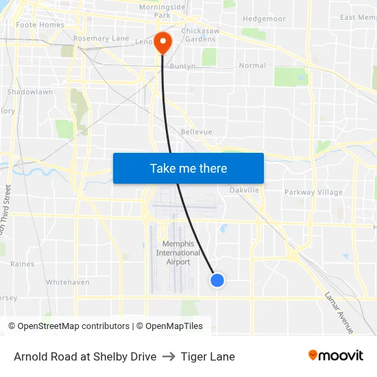 Arnold Road at Shelby Drive to Tiger Lane map