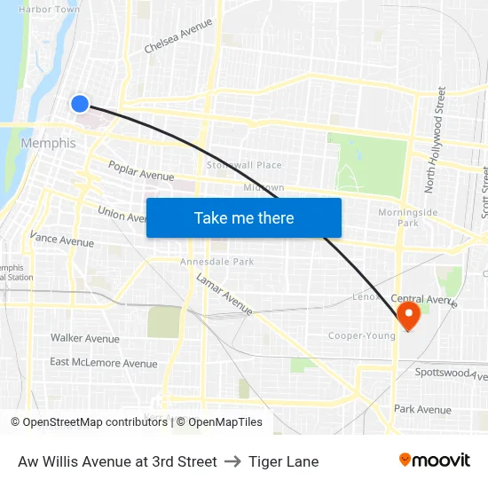 Aw Willis Avenue at 3rd Street to Tiger Lane map