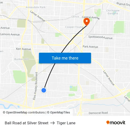 Ball Road at Silver Street to Tiger Lane map