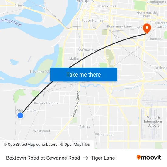 Boxtown Road at Sewanee Road to Tiger Lane map