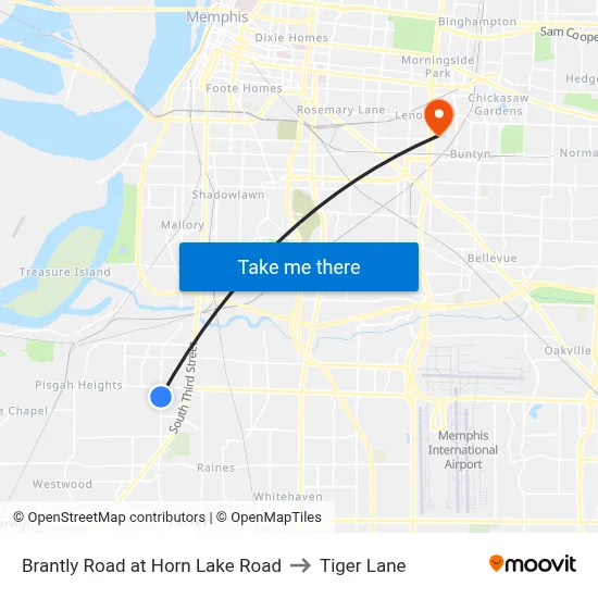 Brantly Road at Horn Lake Road to Tiger Lane map
