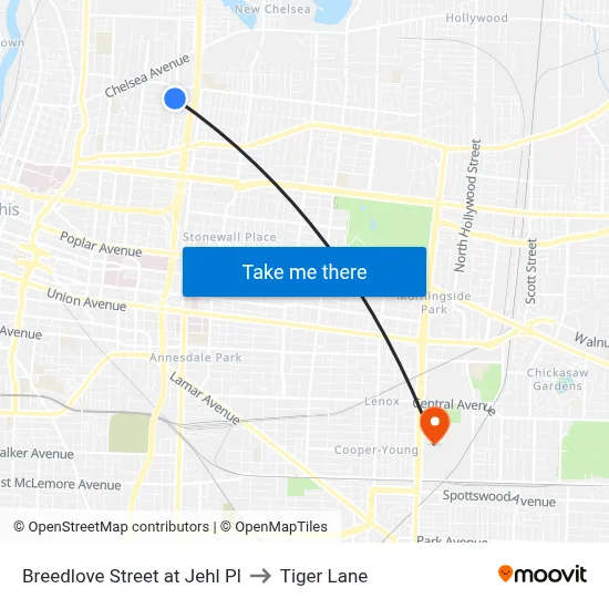 Breedlove Street at Jehl Pl to Tiger Lane map