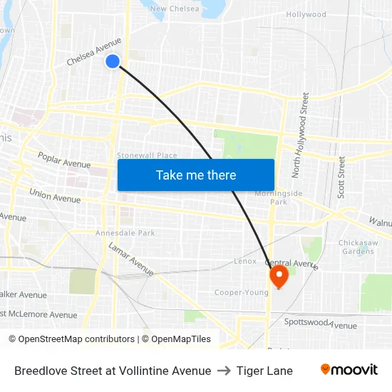 Breedlove Street at Vollintine Avenue to Tiger Lane map