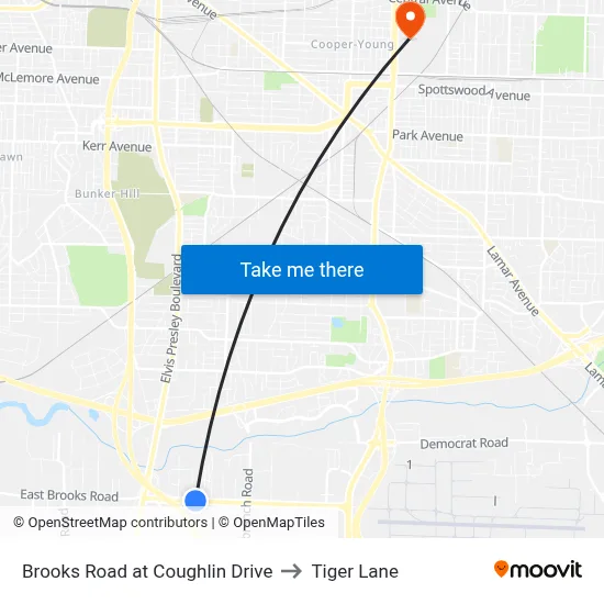 Brooks Road at Coughlin Drive to Tiger Lane map