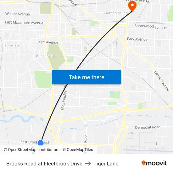 Brooks Road at Fleetbrook Drive to Tiger Lane map