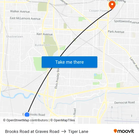 Brooks Road at Graves Road to Tiger Lane map
